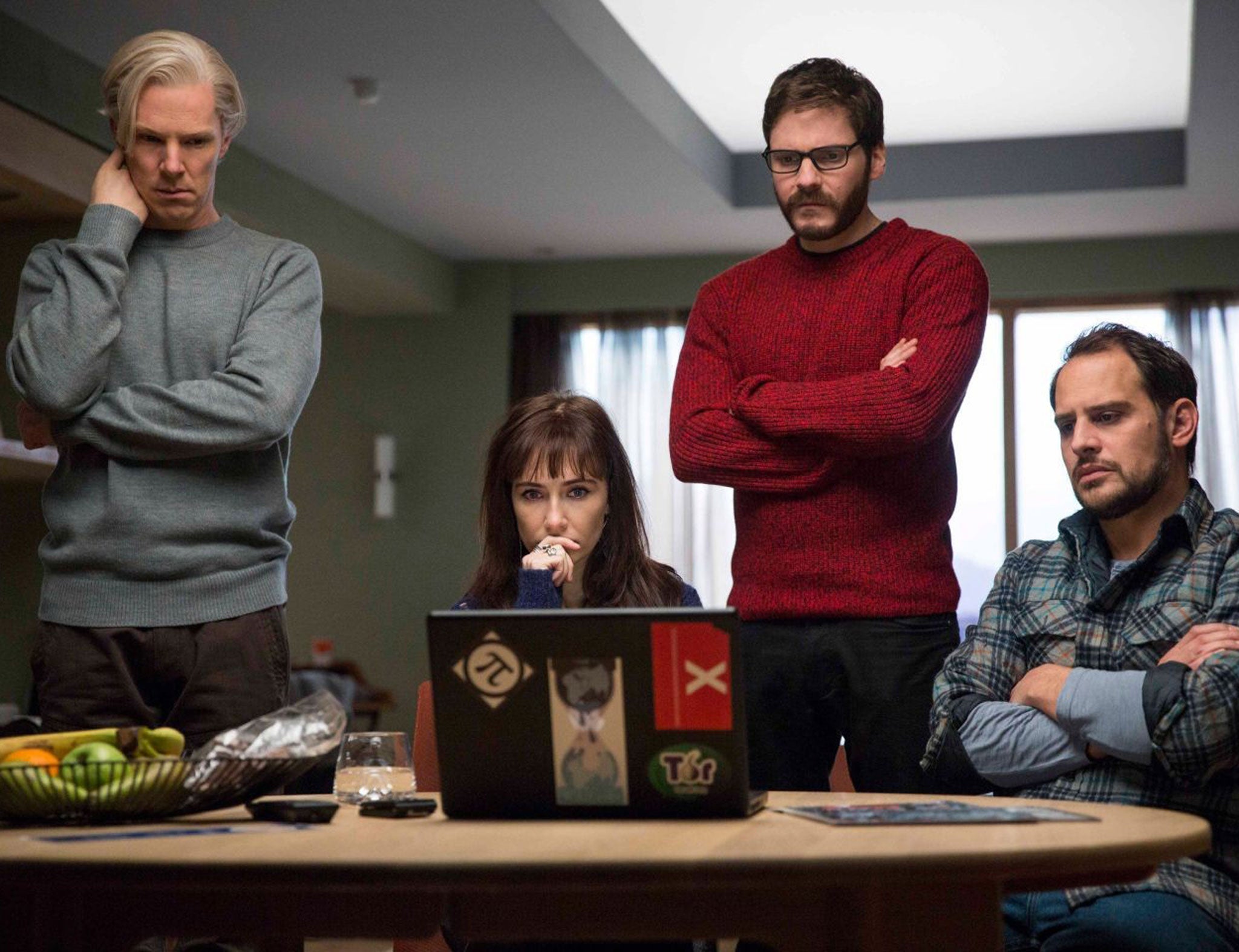 Benedict Cumberbatch as Julian Assange (left) in The Fifth Estate